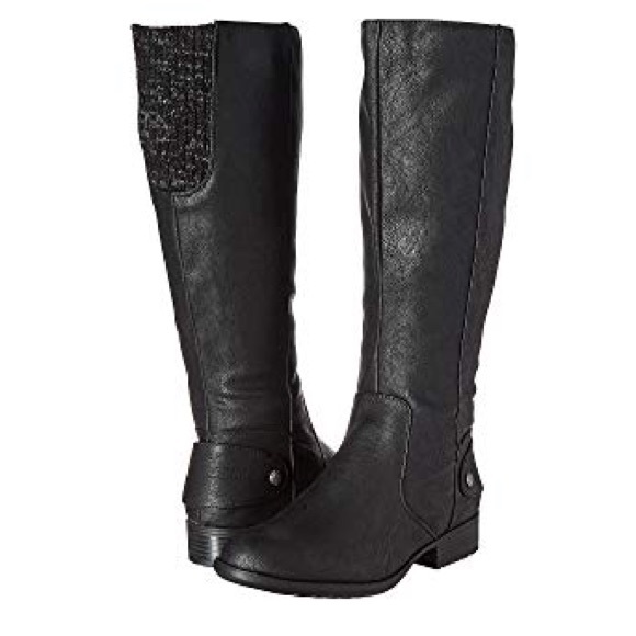 Charcoal Wide Calf Knee High Riding Flat Boots - Picture 4 of 4